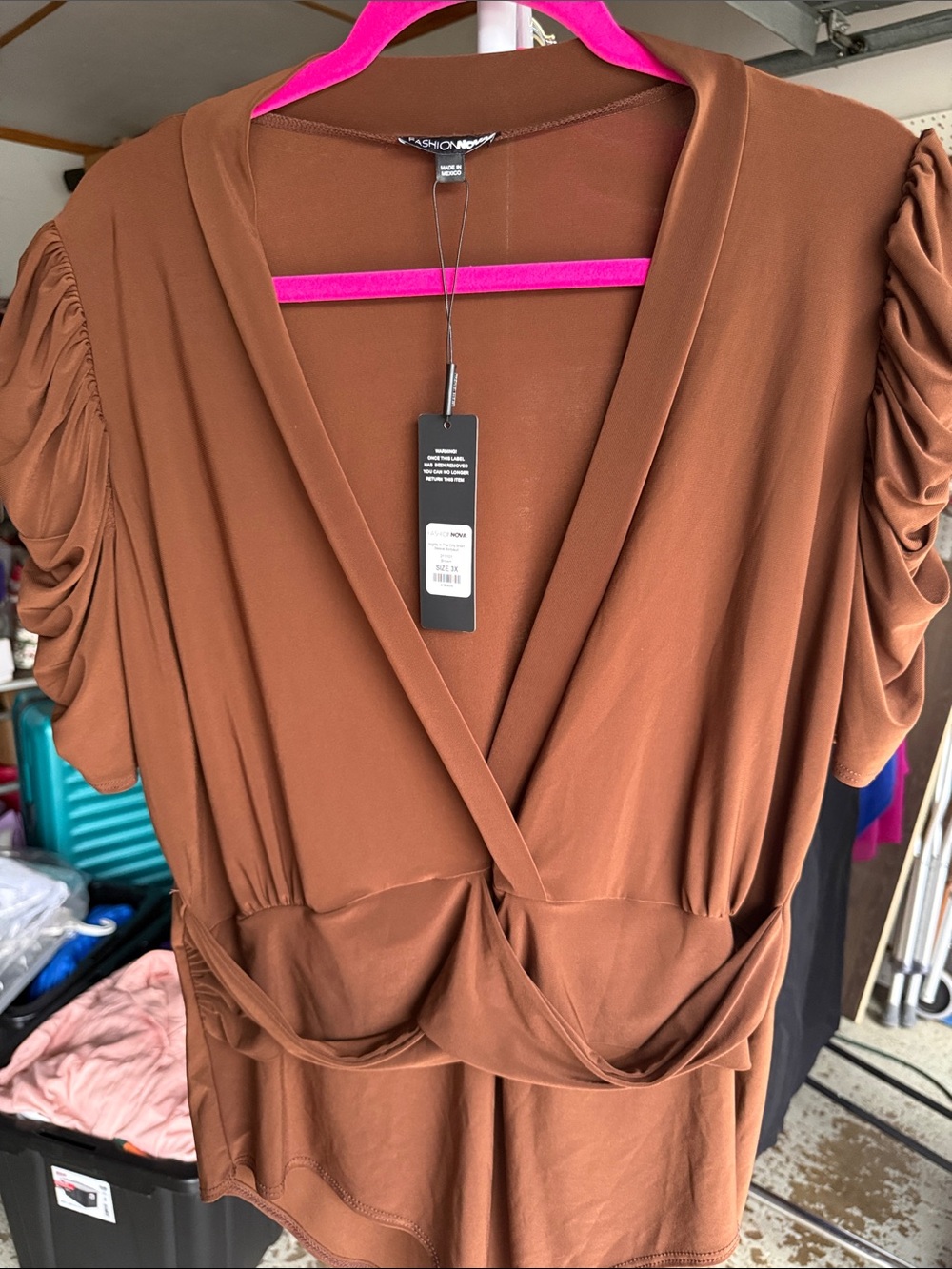 Women's Brown Wrap One-Piece Top